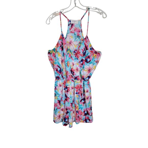 Everly Women Floral Romper Sleeveless V-Neck Spaghetti Strap Elastic Waist Large - Picture 1 of 7